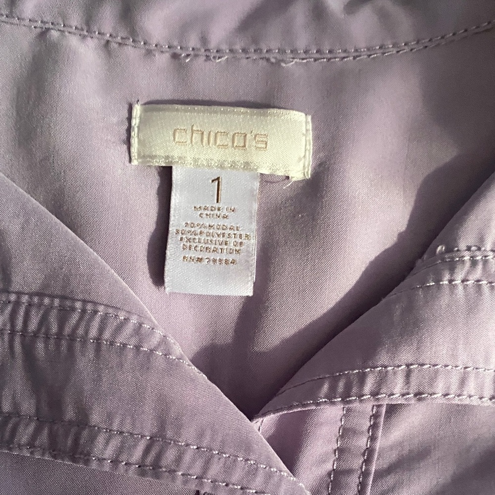 Chico's lavender Button-Front Utility Jacket - Picture 2 of 15